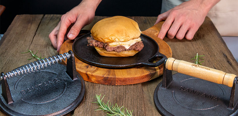 Prensador de bife para hambúrguer, novidade quentinha